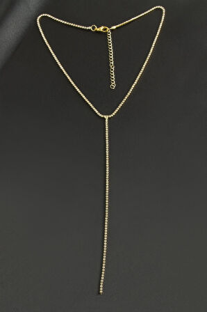 Şerit Taşlı Çelik Kolye 2 mm