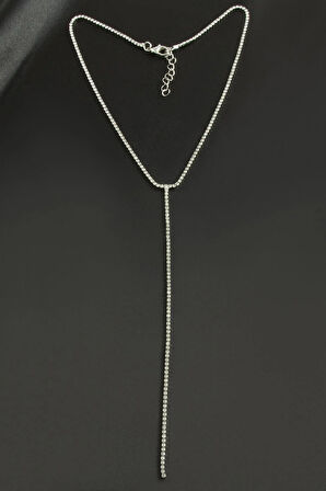 Şerit Taşlı Çelik Kolye 2 mm