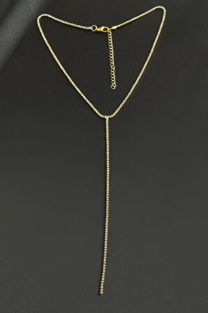 Şerit Taşlı Çelik Kolye 2 mm