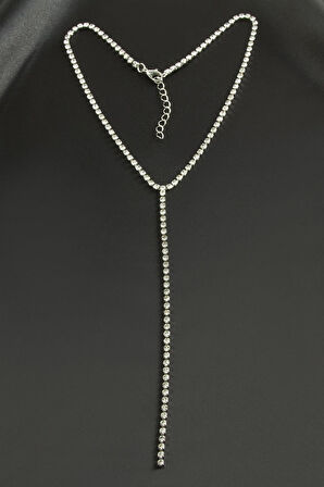 Şerit Taşlı Çelik Kolye 4 mm