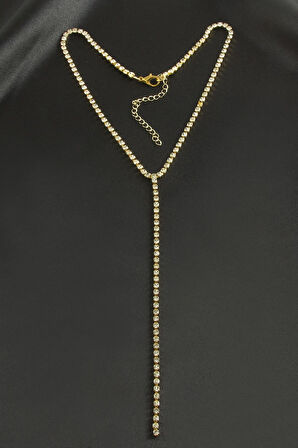 Şerit Taşlı Çelik Kolye 4 mm