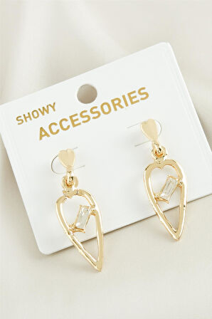 Kalp Yeni Sezon Taşlı Küpe