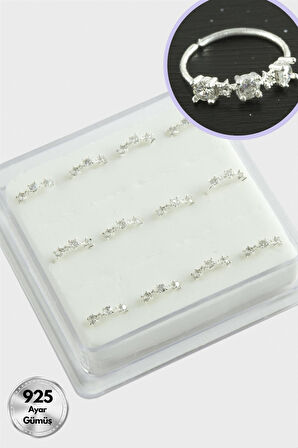 Zirkon Tek Taş Halka Gümüş Hızma 12 Adet