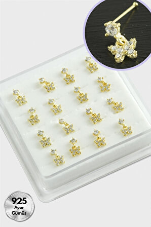 Kelebek Sallantılı Zirkon Taşlı Gümüş Hızma 16 Adet