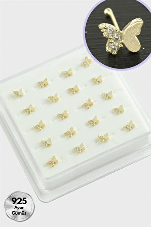 Kelebek Zirkon Taşlı Gümüş Hızma 20 Adet