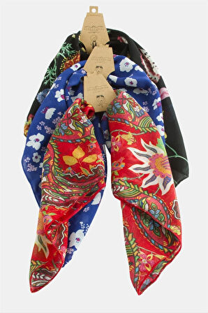 Desenli Şifon Fular 50 cm