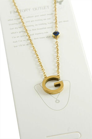 Sarı Renkli Harfli Çelik Kolye