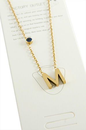 Sarı Renkli Harfli Çelik Kolye