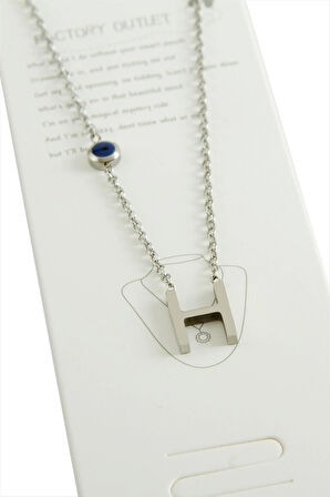 Gümüş Renkli Harfli Çelik Kolye