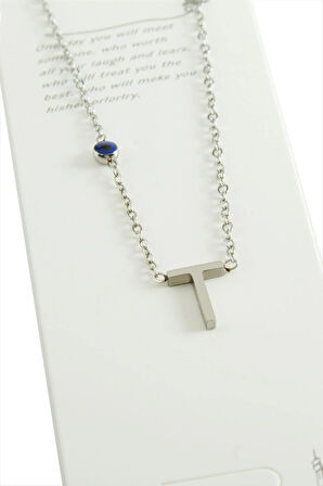 Gümüş Renkli Harfli Çelik Kolye