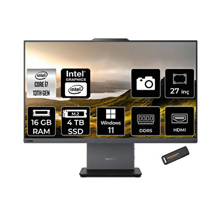 Lenovo ThinkCentre Neo 50A i7 13620H 16GB DDR5 4TB SSD 27" FHD IPS W11H Siyah All in One PC & PER4
