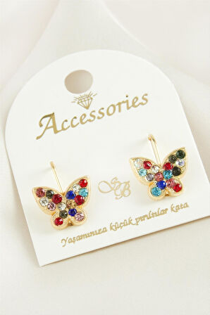 Kelebek Taşlı Klipsi Küpe