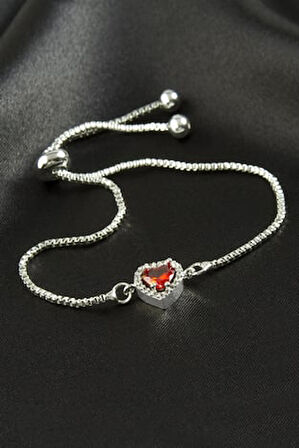 Kalp Zirkon Taşlı Asansörlü Bileklik ( Ciddi İlişki Bilekliği)