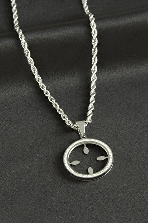 Çiçek Lüks Çelik Kolye