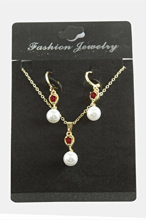 Damla İnci Zirkon Taşlı Set Kolye