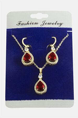 Damla Zirkon Taşlı Set Kolye