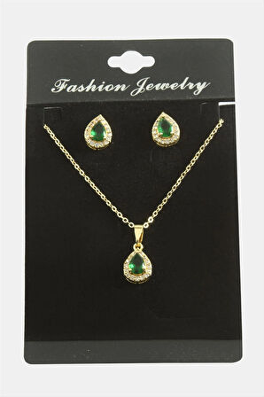 Damla Zirkon Taşlı Set Kolye