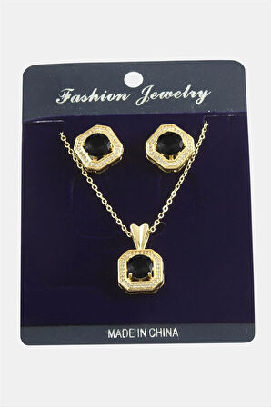 Kare Zirkon Taşlı Set Kolye