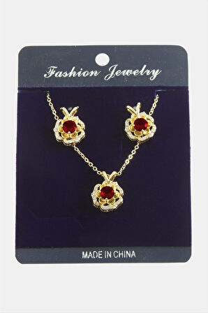 Çiçek Zirkon Taşlı Set Kolye