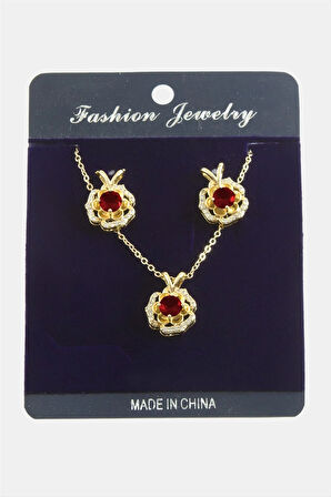 Çiçek Zirkon Taşlı Set Kolye