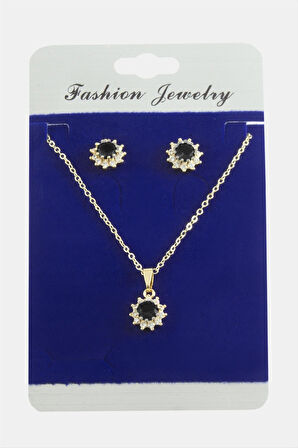 Çiçek Zirkon Taşlı Set Kolye