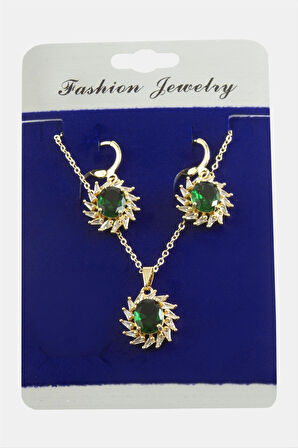 Rüzgar Gülü Zirkon Taşlı Set Kolye