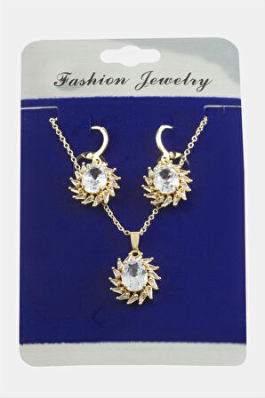 Rüzgar Gülü Zirkon Taşlı Set Kolye