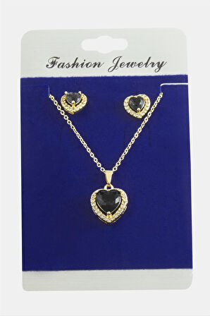 Kalp Zirkon Taşlı Set Kolye