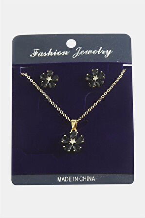 Papatya Zirkon Taşlı Set Kolye
