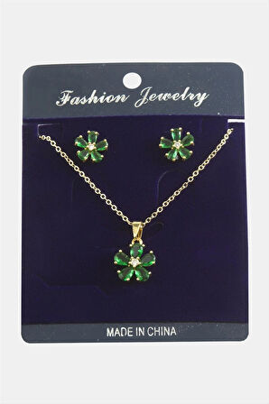 Papatya Zirkon Taşlı Set Kolye