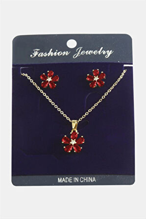 Papatya Zirkon Taşlı Set Kolye