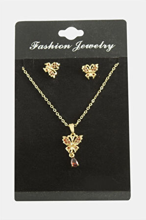 Kelebek Zirkon Taşlı Set Kolye