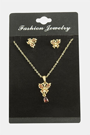 Kelebek Zirkon Taşlı Set Kolye