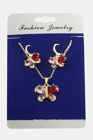 Kelebek Zirkon Taşlı Set Kolye