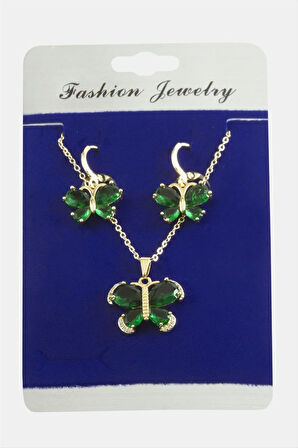 Kelebek Zirkon Taşlı Set Kolye