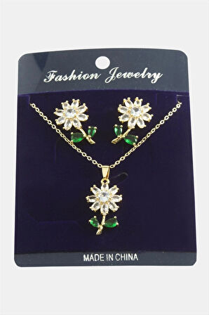 Papatya Zirkon Taşlı Set Kolye