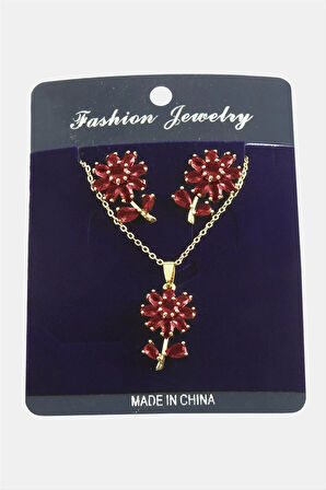 Papatya Zirkon Taşlı Set Kolye