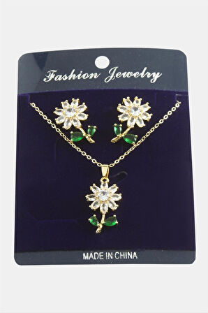 Papatya Zirkon Taşlı Set Kolye