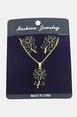 Papatya Zirkon Taşlı Set Kolye