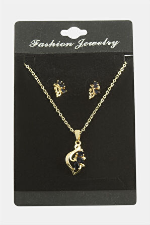 Çiçek Zirkon Taşlı Set Kolye