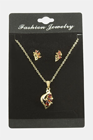 Çiçek Zirkon Taşlı Set Kolye