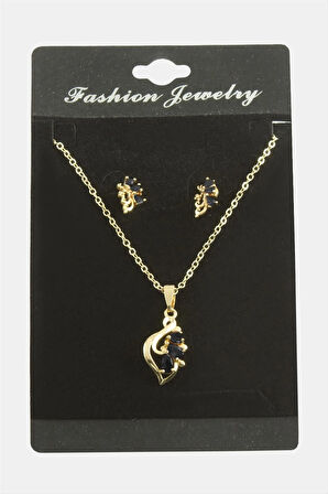 Çiçek Zirkon Taşlı Set Kolye