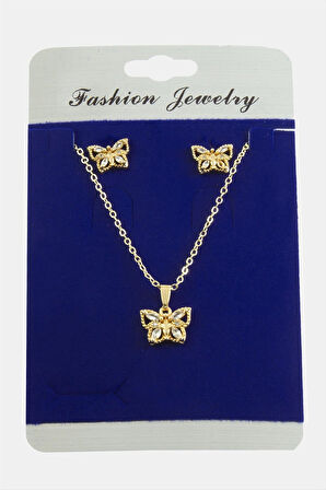 Kelebek Zirkon Taşlı Set Kolye