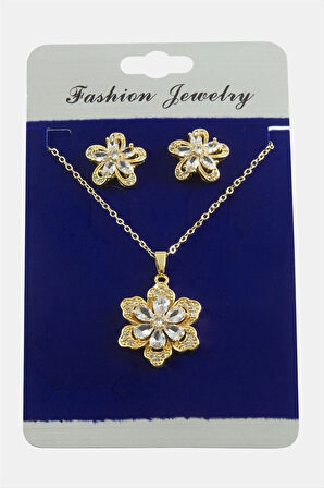 Papatya Zirkon Taşlı Set Kolye