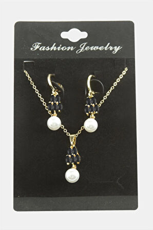 Kalp İnci Zirkon Taşlı Set Kolye