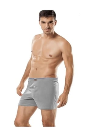 Erkek 5'li Paket Düğmeli Penye Boxer Gri
