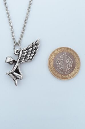 2'li Melek Kanadı - Peri Erkek Kadın Kolye Seti 925 Ayar Gümüş Kaplama