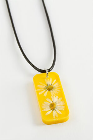 Papatya Dikdörtgen Epoksi Kolye