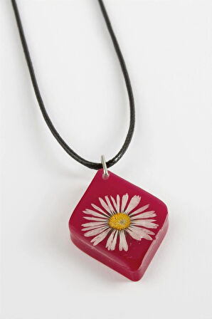 Papatya Köşeli Epoksi Kolye