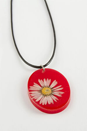 Papatya Oval Epoksi Kolye